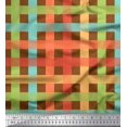 thumbnail image 1 of Soimoi Brown Georgette Viscose Fabric Check Check Print Sewing Fabric Yard 42 Inch Wide, 1 of 4