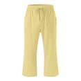 thumbnail image 3 of Plebaso Pantalons Capris Garçons Filles Coton Lin Cordon de Serrage Pantalons Décontractés Légers Raccourcis avec Poches, 3 of 5