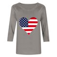 thumbnail image 4 of Jinhomg Chemises d'Été pour Femmes 2025 T-Shirts à Manches 3/4 du 4 Juillet Décontractés à Col Rond Tuniques Graphiques avec Drapeau Américain Hauts Tenues de Parade de Vacances de Rue Gris m, 4 of 5