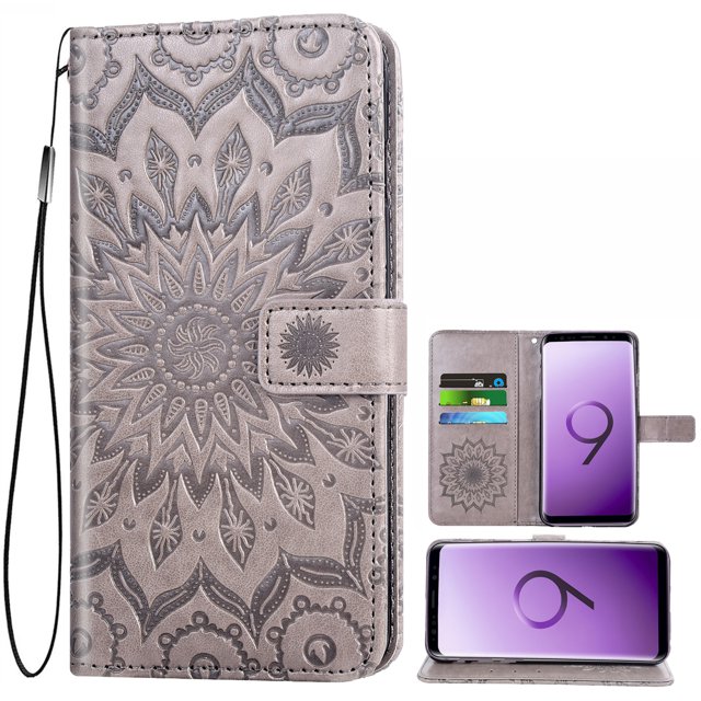 Étui de Téléphone pour Samsung Galaxy S9 Plus, Étui Portefeuille Folio à Rabat, Cuir PU avec Fentes pour Cartes de Crédit, Protection Intégrale Robuste, Support, Étui de Protection pour Téléphone pour Galaxy S9 Plus Hommes, Noir