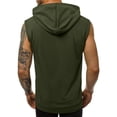 thumbnail image 4 of Men's Solid Color Sleeveless Zip-Up Hooded With Pockets Sleeveless Top(Army Green,S), 4 of 7