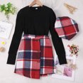 thumbnail image 2 of PMVFHDE Ensembles pour Bébés Filles Enfants Filles Hiver Manches Longues Carreaux Rouges Hauts Côtelés Jupe Chapeau Ensemble 3 Pcs Vêtements Ensemble Tenues pour Filles Rouge,7-8 Ans, 2 of 9