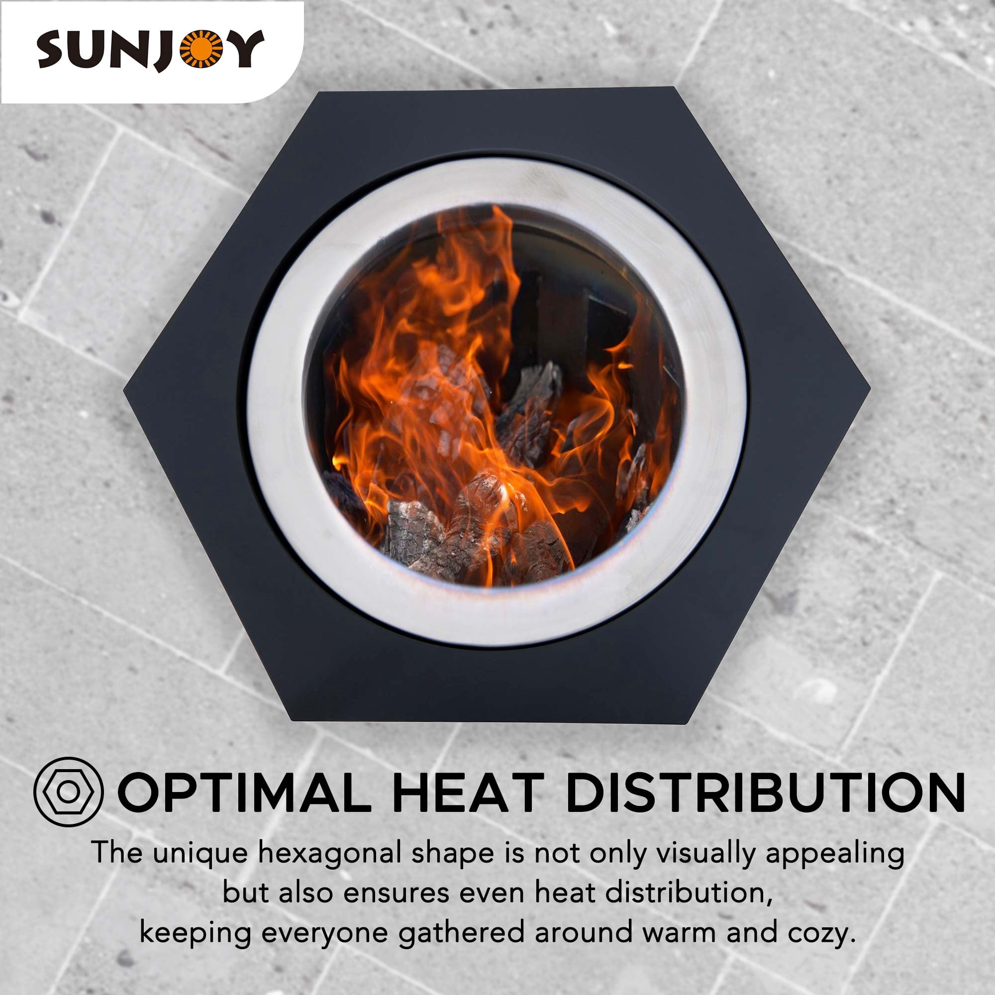 Sunjoy 26 pouces Hexagonal faible fumée Firepit
