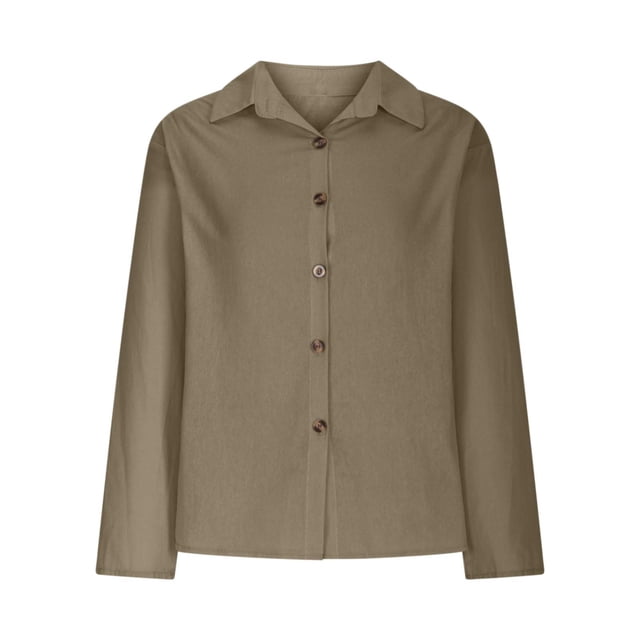 Timegard Long Sleeve Shirts for Women Cotton Linen Lightweight Button up Tops Blouse Fall Solid Color
