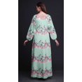 thumbnail image 3 of Bimba Moss Georgette Ranunculus & Chrysanthemum Floral Printed Womens Long Sleeve MaxiDressElastic Waist Gown-Small, 3 of 5