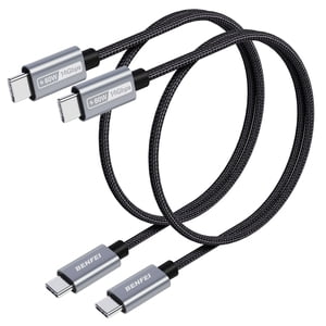 BENFEI Courte USB C Câble de charge rapide(1ft, 2 Faites votre valise, 10Gbps, 60W, Câble en silicone) Compatible avec iPhone 15 Plus/15 Pro Max, MacBook Pro, iPad Pro Air 4, Samsung Galaxy S23+ S22 S21 Ultra