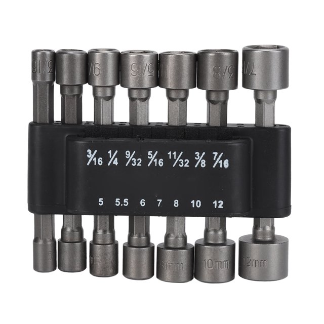 14Pcs Écrous Foret de Pilote Chrome Vanadium Acier ABS Prise de Courant Hexagonale avec Base de Stockage