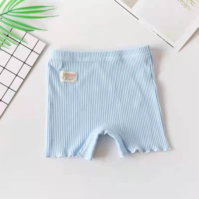 MKOSPLRT Ribbit Knit Shorts for Toddler Girl High Waist Stretch Shorts Basic Solid Color Summer Shorts Cute Lettuce Leggings for 2-10Y