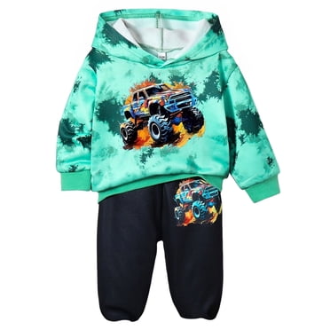Zshosam Boy Sweatsuit Boys Clothes Boys Outfits Printing Pullover Hoodie and Pants 2Pcs Winter Kids Clothes Boys Size 12 18 Months,(Green 12-18 Months)