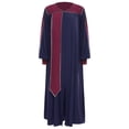 thumbnail image 3 of iefiel Womens Color Block Choir Robe Minister Pastor Robe Puff Sleeves Split Zipper Front Gown Graduation Gown NavyBlue XL, 3 of 7