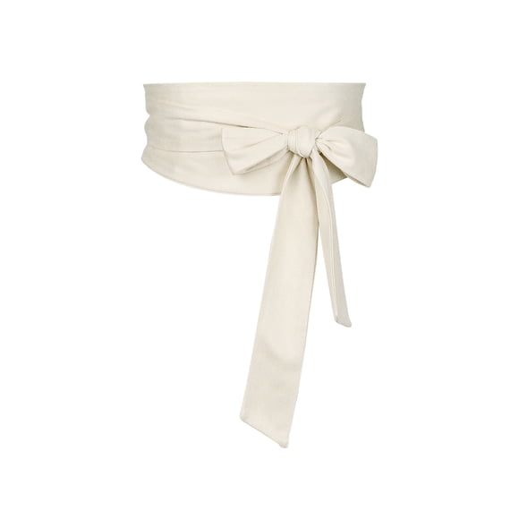 INSPIRE CHIC Women Plus Size Solid Obi Belt, Bowknot Self Tie Wrap Wide Sash Waistband Belt for Dress 22.05-32.28" Beige
