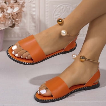 Apmemiss Women's Sandals Clearance Women's Fashionable Casual Comfortable One-Line Buckle Spring and Summer Flat Open-Toe Sandals Christmas Gifts for Mom