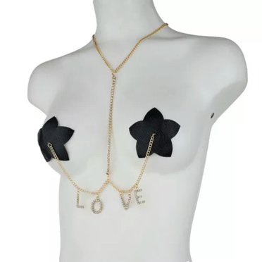 HOOUN Cache-Tétons pour Femmes, Autocollants Chaîne de Mamelon avec Collier Ras du Cou