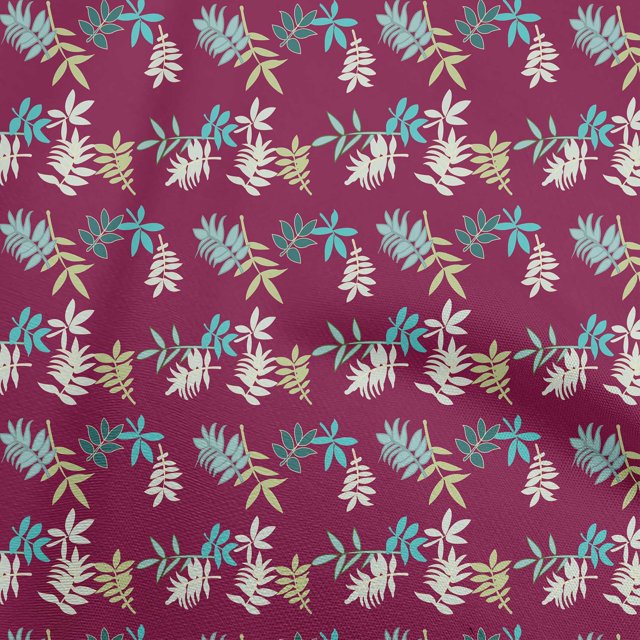 oneOone Cotton Flex Maroon Fabric Leaves Craft Projects Decor Fabric Printed By The Yard 40 Inch Wide