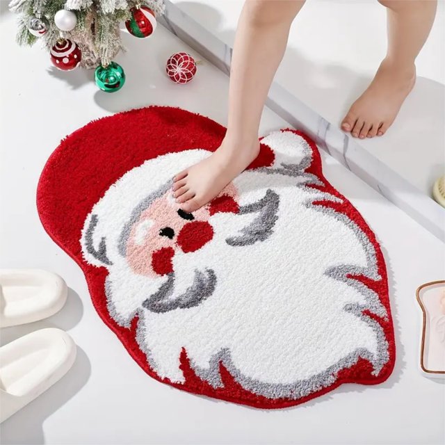 Binmer 1pc Irregular Santa Claus Shape Area Rug Indoor Non-Slip Washable Rug Non-Shedding Mat For Bedroom Living Room Office Nursery Room Home Decor Room