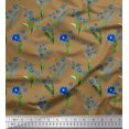 thumbnail image 1 of Soimoi Poly Georgette Fabric Leaves & Aster Floral Print Sewing Fabric Yard 52 Inch Wide, 1 of 3