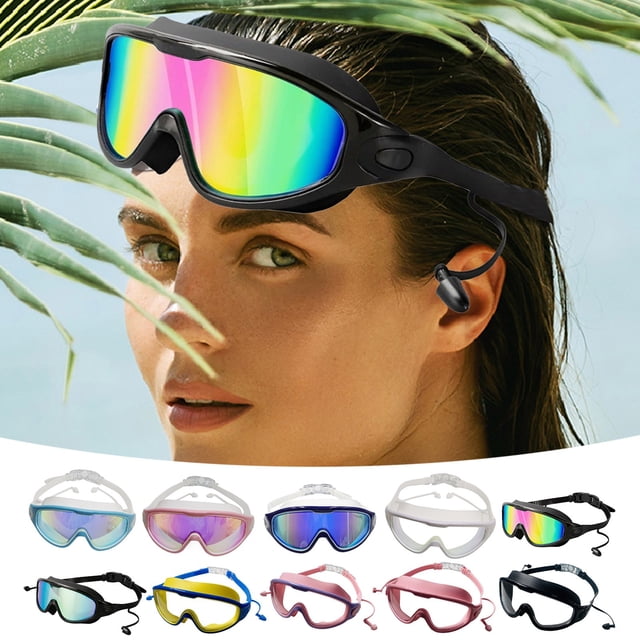 Unisex Swimming Goggles with Electroplated -Fog Lens for Wide Panoramic and Secure Leakproof Fit
