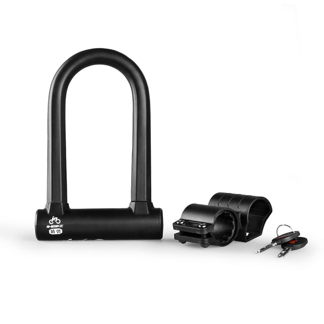 Amdohai Bike Theft Steel U Lock Heavy Duty Bicycle Lock Combination U Lock Shackle with Mounting Bracket. This black alloy steel U lock is cut-resistant and corrosion-resistant, featuring a 16mm beam diameter and a CNC-machined copper lock for anti-theft protection. Includes a mounting bracket for easy bike attachment and two keys for convenience.