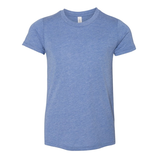 Bella Canvas Youth Short Sleeve Triblend Tee, S, Blue Triblend