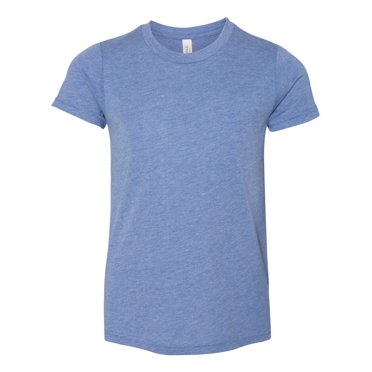 Bella Canvas Youth Short Sleeve Triblend Tee, M, Blue Triblend