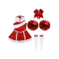 thumbnail image 3 of Uniforme de Cheerleading pour Filles, Robe de Danse à Sequins Sans Manches avec Pompons, Chaussettes Rouges 16, 3 of 5