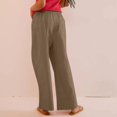 thumbnail image 4 of Timegard Womens Cotton Linen Pants Elastic Waist Wide Leg Solid Color Trend Lounge Pants with Pockets, 4 of 7