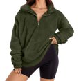 thumbnail image 1 of Yuyuzo Womens Fuzzy Fleece Sweatshirts Plus Size Half Zip Long Sleeve Oversized Pullover Tops, 1 of 5