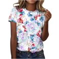 thumbnail image 2 of Pisexur Womens Hauts d'Été Décontractés à Col Rond T-Shirt à Manches Courtes Hauts Mode Floral Bohème Coupe Ample Blouse Basique Hauts, 2 of 5