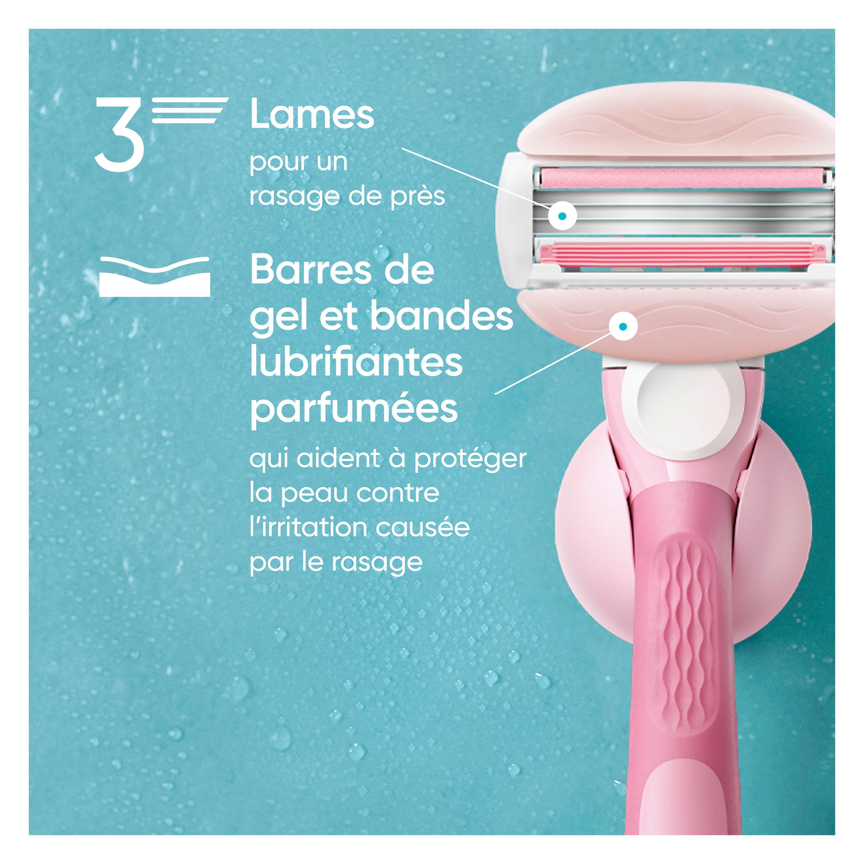 Venus GlisseConfort au Thé Blanc Lames de Rasoir pour Femmes, avec Barres de Gel à Raser Intégrées, 8 Recharges de Lames