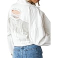 thumbnail image 3 of Diconna Veste en Jean Courte pour Femmes, Décontractée, Boutonnée, en Denim Déchiré avec Franges en Strass, Manteau d'Automne, 3 of 6