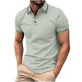 thumbnail image 5 of Jovati Chemise Décontractée à Manches Courtes à Col Rabattu pour Hommes, Tissu en Polyester, Coupe Confortable Respirante, Design Uni, Lavable à la Machine, Épaisseur Standard, 5 of 5