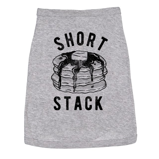 Short Stack Dog Shirt Funny Breakfast Pancakes Food Shirt for Puppy (Light Heather Grey) - M