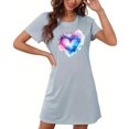 thumbnail image 4 of Mefallenssiah Chemise de Nuit Courte Surdimensionnée pour Femmes Mode Imprimé Poitrine Manches Courtes, 4 of 7