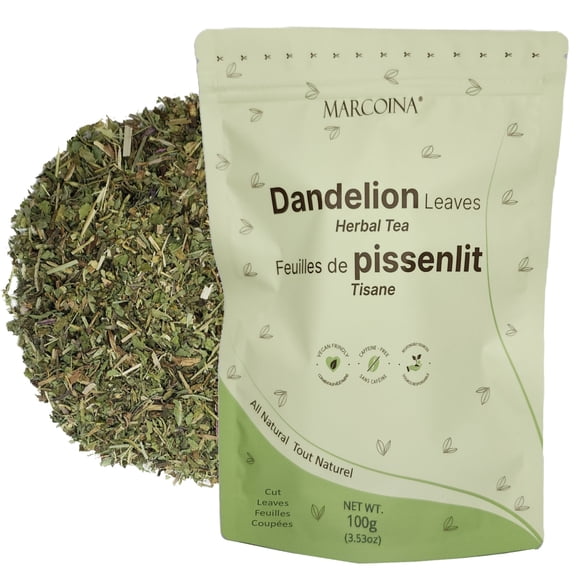 Dandelion Herbal Tea 100g by MARCOINA - Cut Leaves, Loose, Caffeine-Free (3.53 oz)