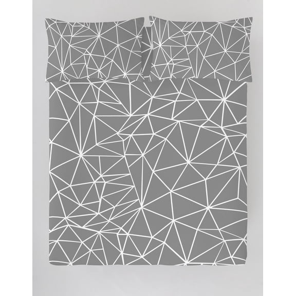 Gouchee Home Triangle Queen Duvet Cover Set – 3-Piece OEKO-TEX Certified Cotton Bedding with Modern Geometric Print