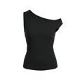 thumbnail image 4 of StSilkitty Womens One Shoulder Shirts Summer Solid Color Sleeveless Blouses Lightweight Soft Comfy Tops, 4 of 5