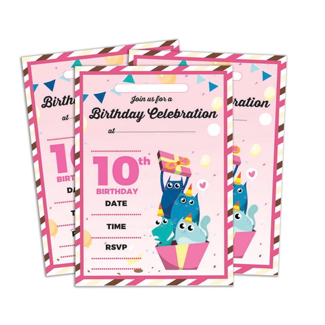 Darling Souvenir Pink Birthday Invitation Card Printable Fill or Write In Blank Invites Party Supplies Pack Of 28 5 x 7 Inches