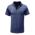thumbnail image 1 of XZNGL Homme Manches Courtes Uni Décontracté Mode Col Rabattu Chandail Boutons T-Shirt Blouse, 1 of 1