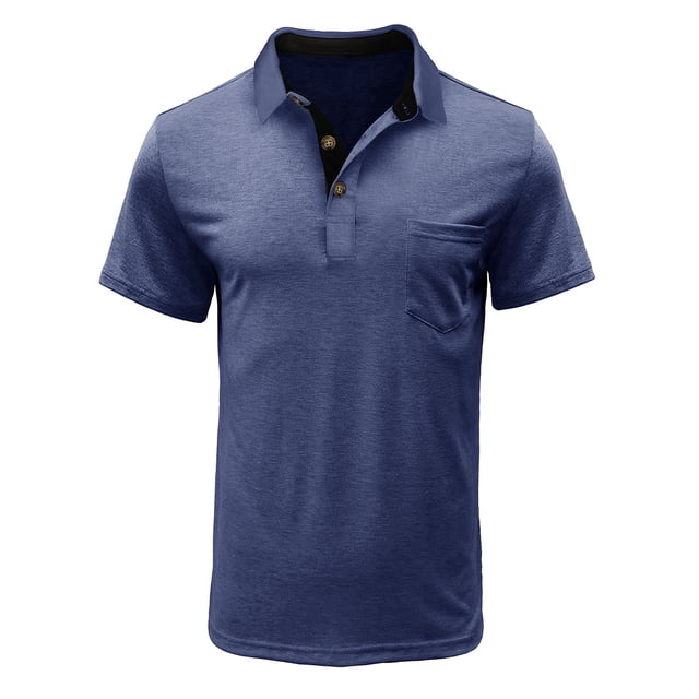 XZNGL Homme Manches Courtes Uni Décontracté Mode Col Rabattu Chandail Boutons T-Shirt Blouse