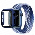 thumbnail image 1 of ALMNVO Apple Watch Band 41mm Screen Protector Case Braided Solo Loop Strap with Protective Case, Stretchy Wristband Elastic Nylon Strap Bracelet for iWatch Series 7,Blueberry, 1 of 6