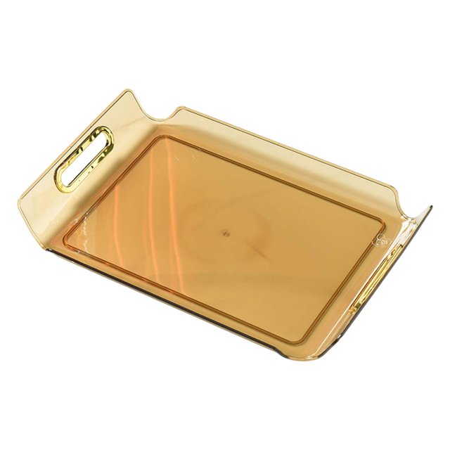 DOLITY Vanity Tray Cosmetic Storage Tray Makeup Organizer for Desktop Bedroom Amber