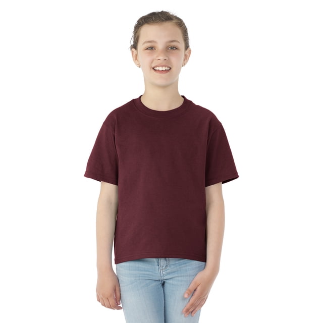 Jerzees Youth DRI-POWER Active Short Sleeve Crew T-Shirt, L, Maroon