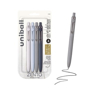 Uniball™ Zento Stylos de gel liquide rétractables, 0.7mm Point moyen, Encre noire, Couleurs de barrique Zen, 4 Nombre – Encre de gel lisse et à séchage rapide