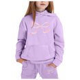 thumbnail image 1 of FhsagQ Outfits for Girls Children's Hoodie Set with Bow Print Girl Spring Outfits Size 12-14 Spring Light Purple 10-11Years, 1 of 4