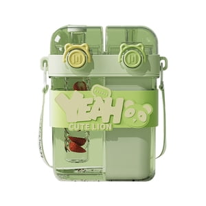 Rbaofujie Large Water Bottle New High-Capacity Double Cup Children Water Cup Student with Straw Drinking Cup Outdoor Portable Cup Thermos Water Bottle