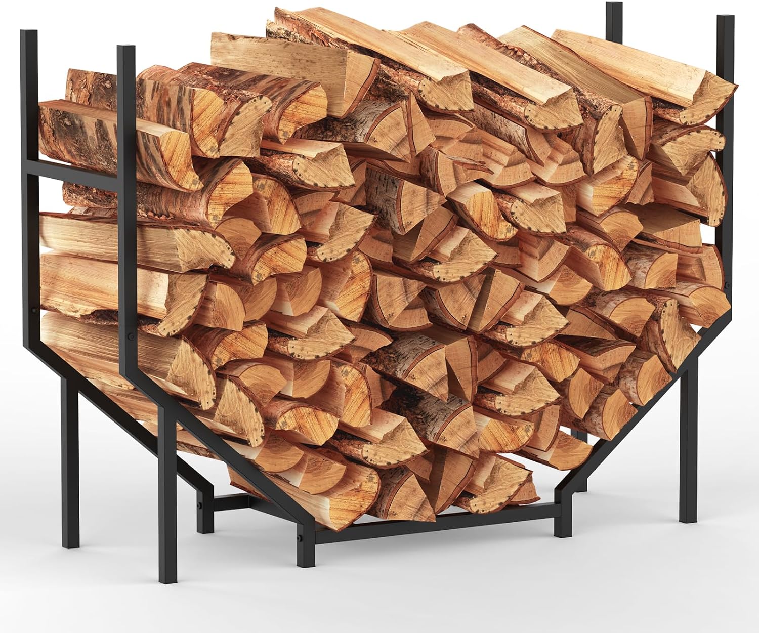 Support de Bois FT pour Foyer, Supports de Bois, Rangement en Bois, Support à Bûches en Métal Robuste, Extérieur Intérieur, Support de Bûches de Feu Ajustable