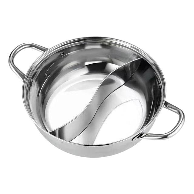 QualitChoice Divided Hot Pots Stainless Steel Shabu Shabu Hot Pot With Divider Multifunctional Cooking Tool Soup Wear Resistance