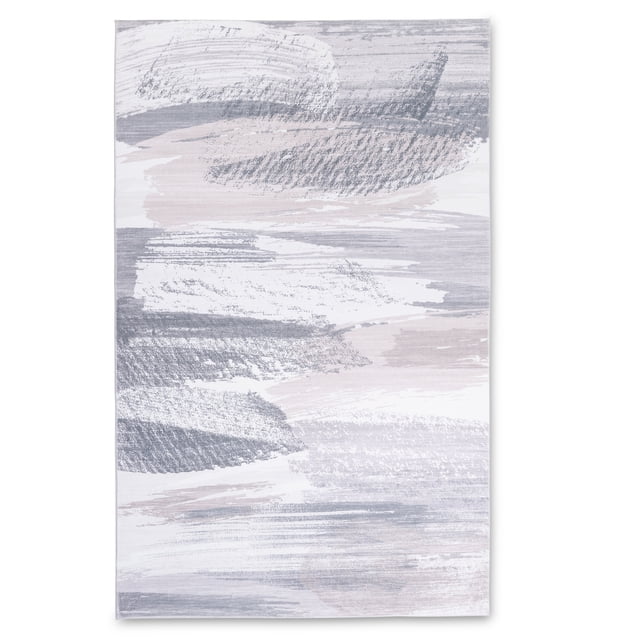 Ultra Soft Touch Durable Abstract Grey White Indoor Area Rug Carpet for Living Room, Bedroom, Kids Room, Hallway and Dining Room