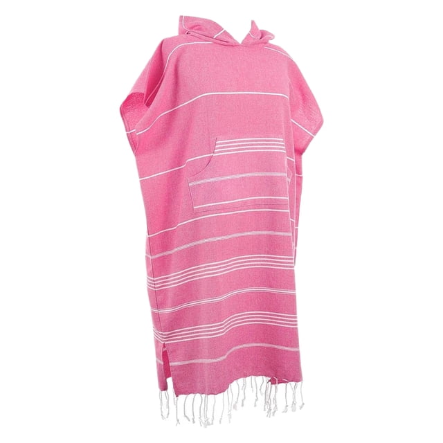 Transemion Turkish Cotton Surf Poncho Soft Quick-Drying Towel For Beach And Bath Designed For Beach Or Pool pink