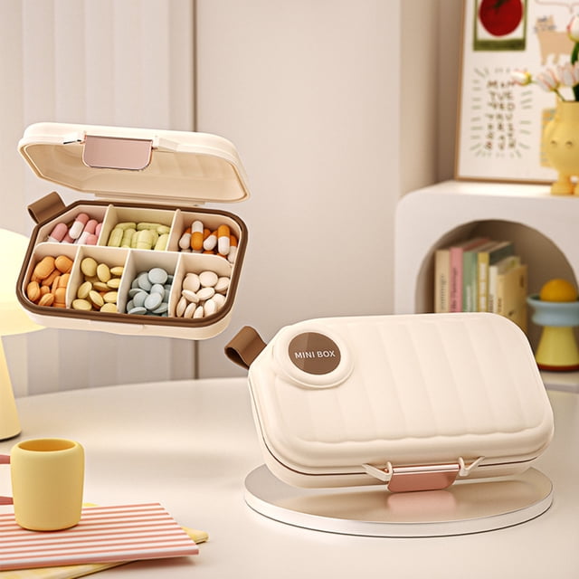 Portable Pill Organizer and Medication Dispenser | Mini Daily Reminder Case with Compartments | Travel Pill Box for Home and On-The-Go | Secure Storage for Vitamins and Supplements